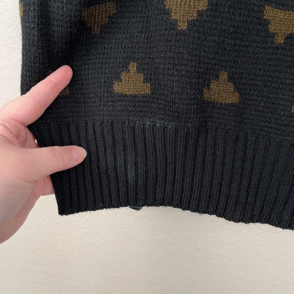 Vintage Cosi L'Uomo Grandpa Cosby Sweater Geometric Mock Neck Large Black Brown - Picture 4 of 9
